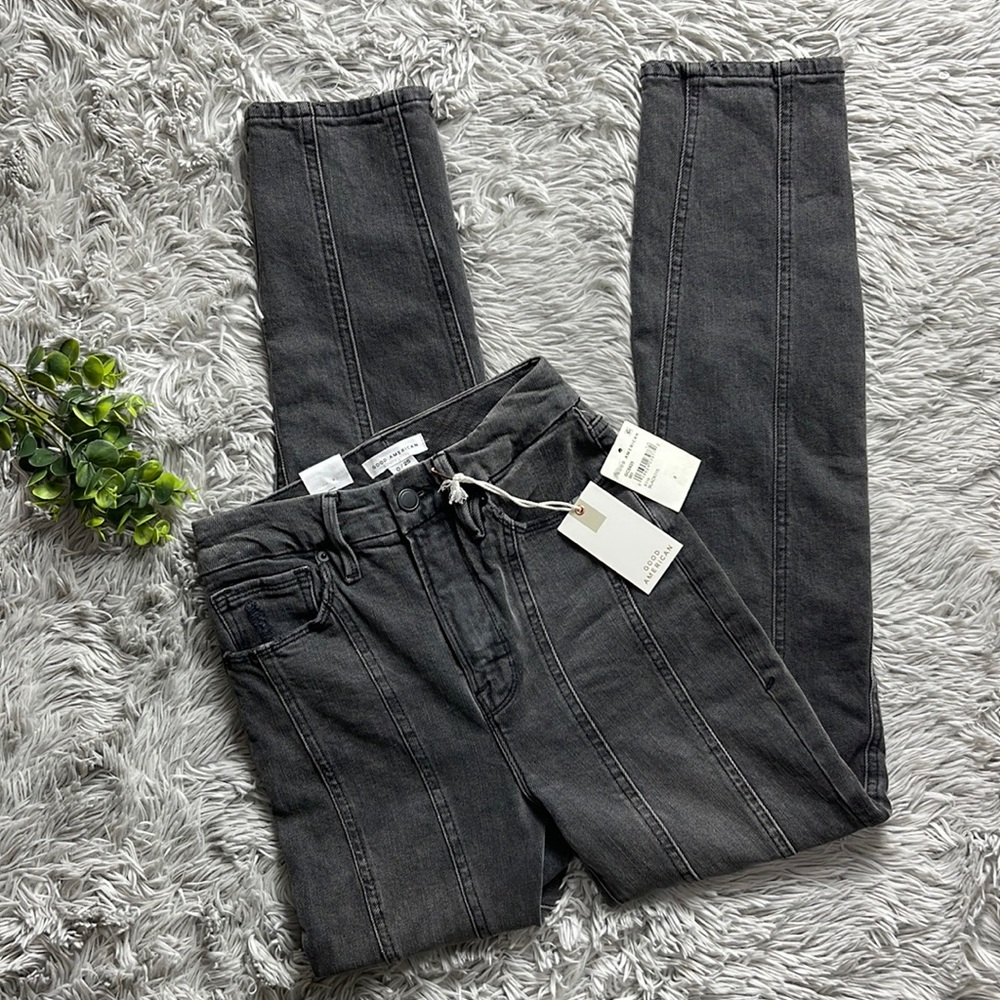 NWT good American black 
Good Classic Seamed Skinny Jeans size 0